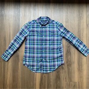 Ralph Lauren Boys Button Down Long Sleeve Plaid Shirt Size 6 Blue Green Preppy